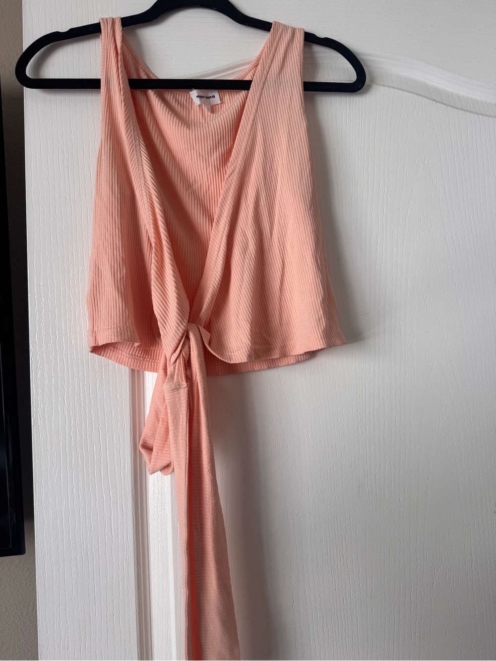 superdown Peach Ribbed Tie-Front Tank